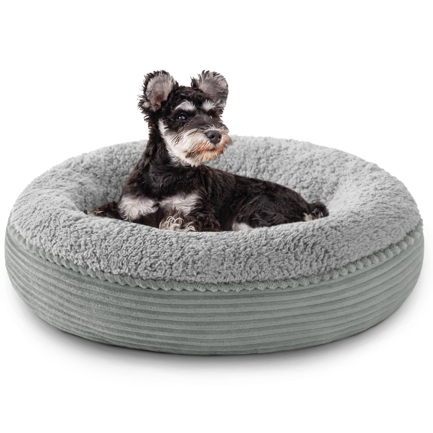 Round Donut Pet Bed with Washable Plush Cushion