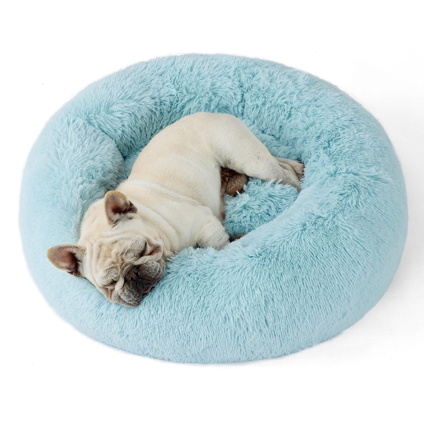 Calming Donut Dog Bed with Washable Faux Fur