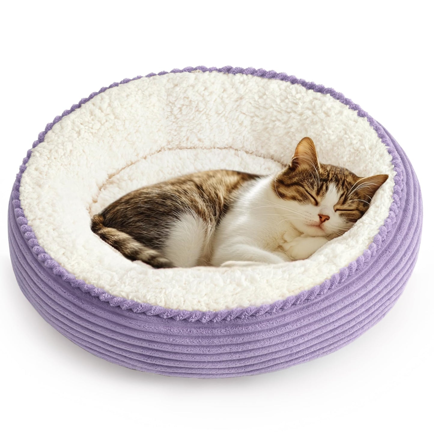 Round Donut Pet Bed with Washable Plush Cushion