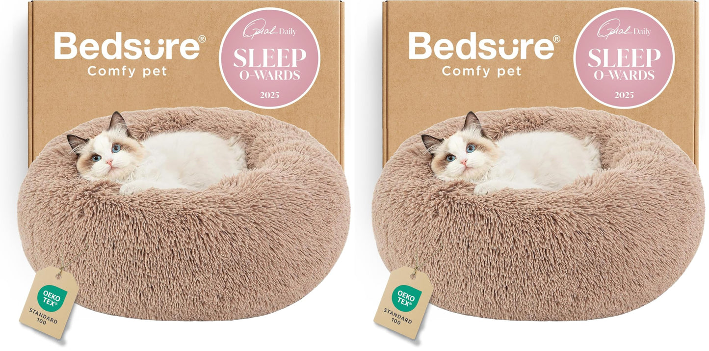Calming Donut Dog Bed with Washable Faux Fur