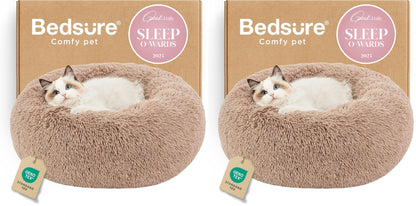 Calming Donut Dog Bed with Washable Faux Fur