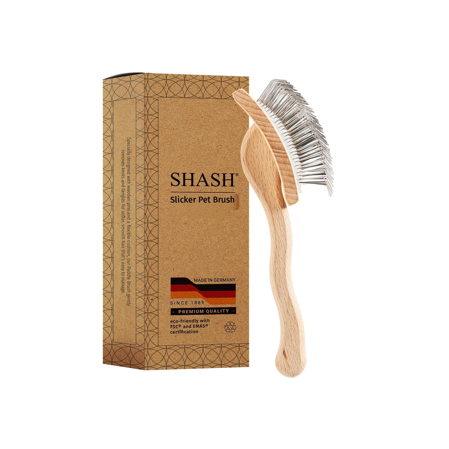 Curved-Pin Slicker Brush for Gentle Detangling