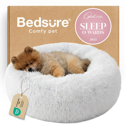 Calming Donut Dog Bed with Washable Faux Fur