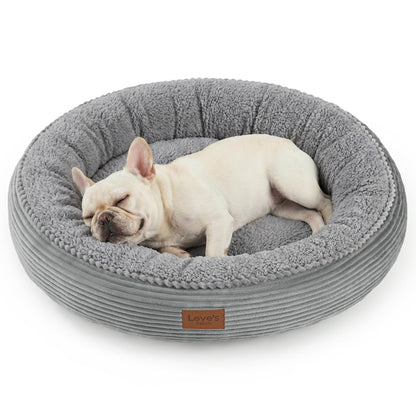 Round Donut Pet Bed with Washable Plush Cushion