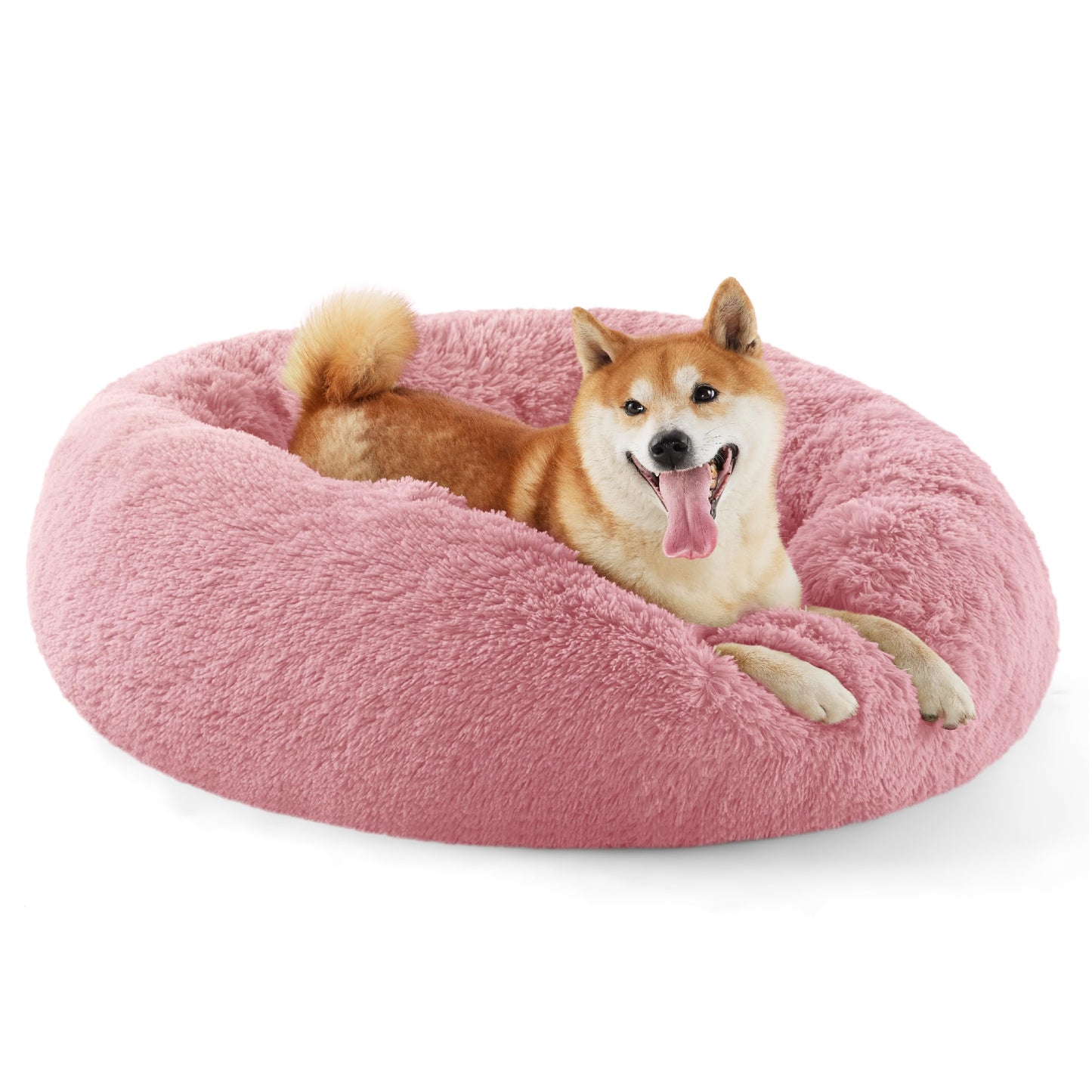 Calming Donut Dog Bed with Washable Faux Fur