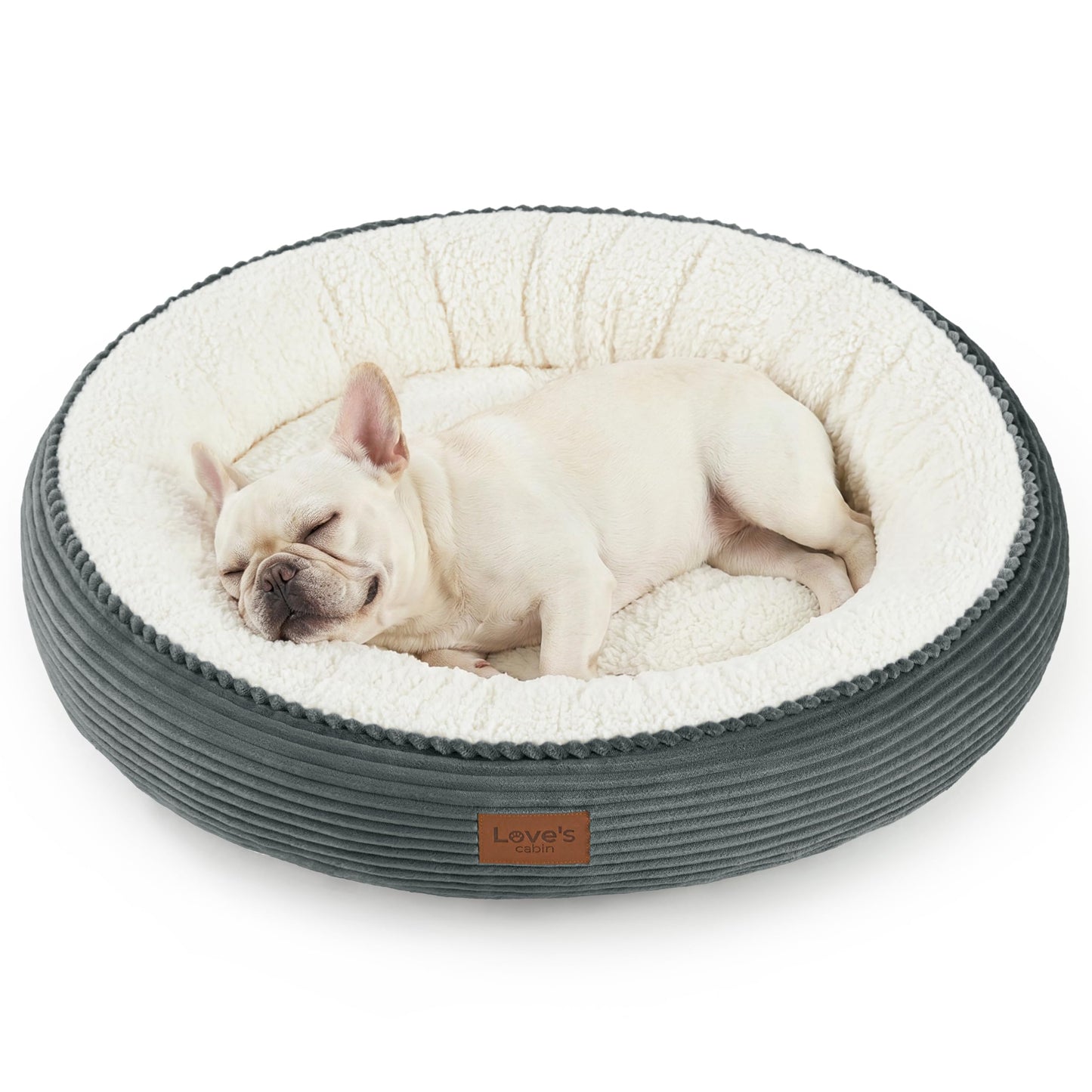 Round Donut Pet Bed with Washable Plush Cushion