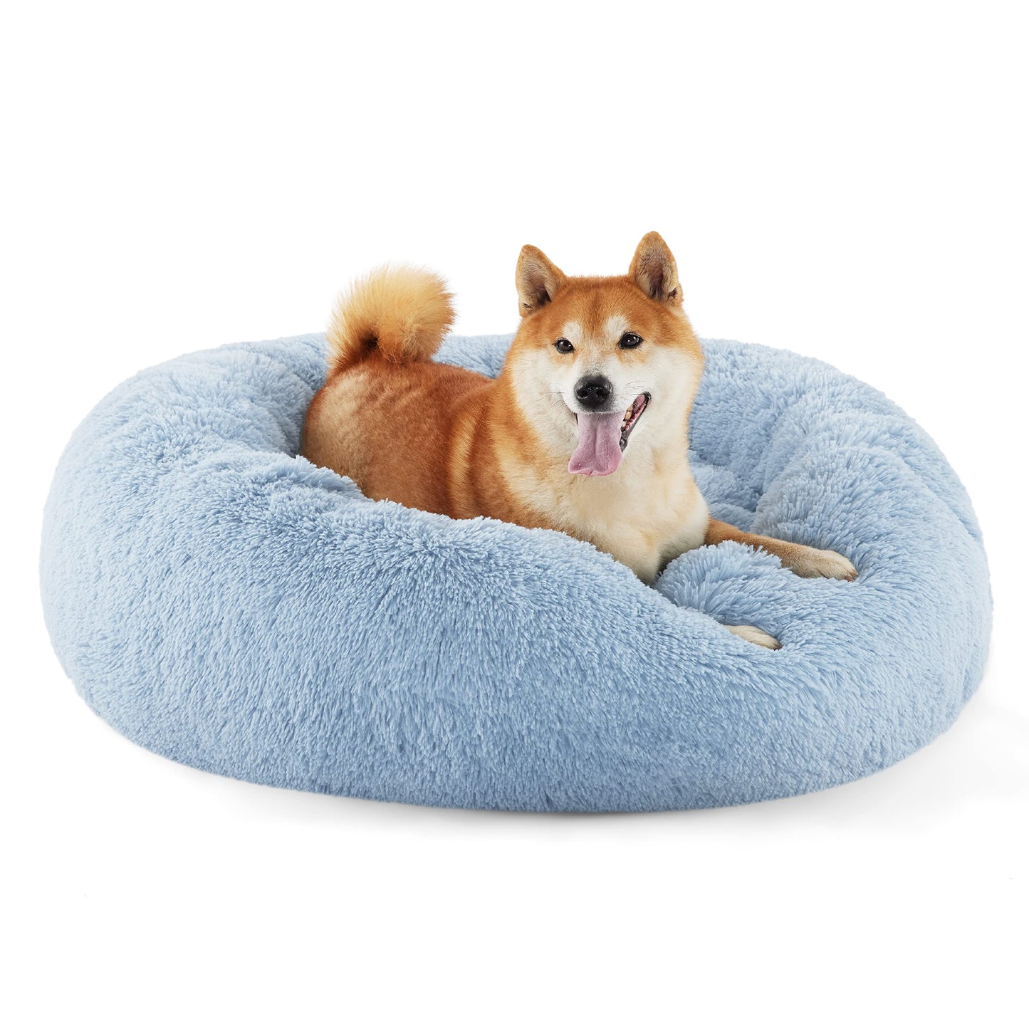 Calming Donut Dog Bed with Washable Faux Fur