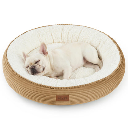 Round Donut Pet Bed with Washable Plush Cushion