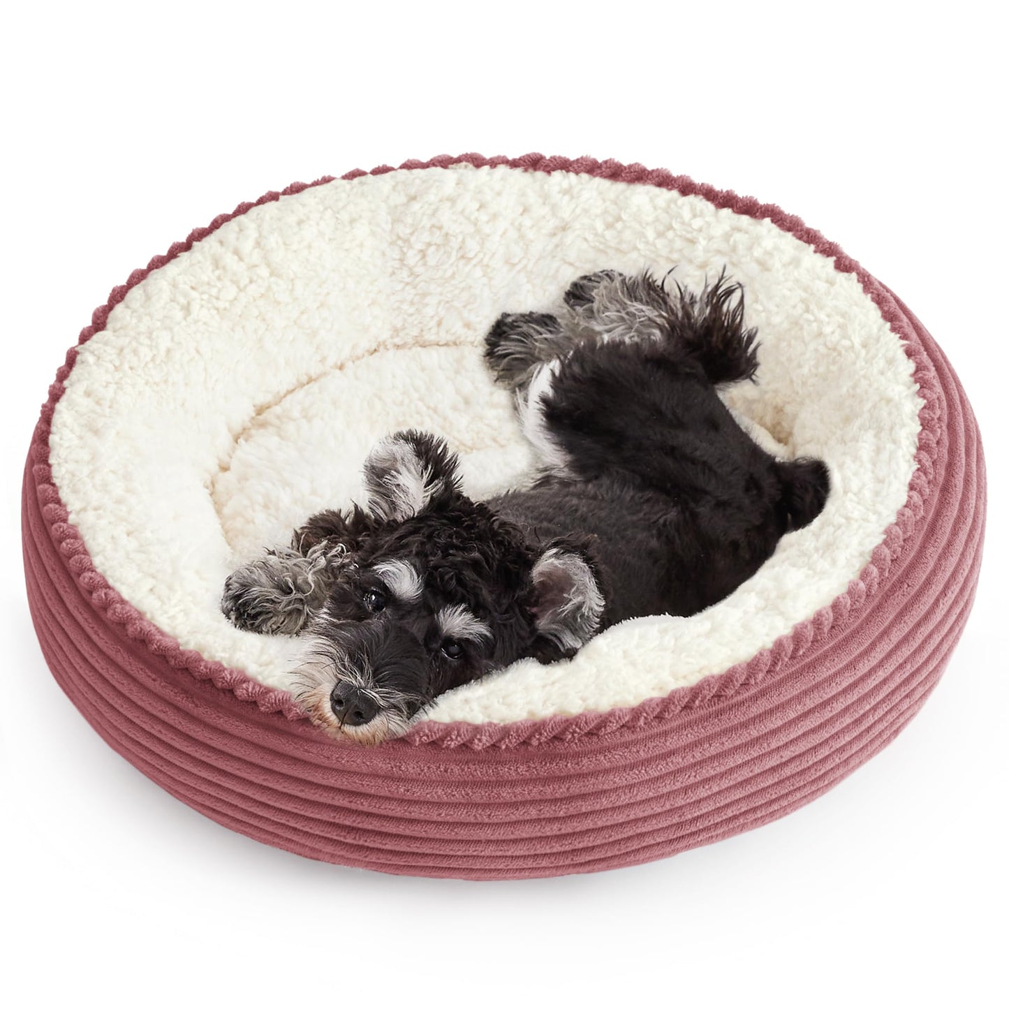 Round Donut Pet Bed with Washable Plush Cushion