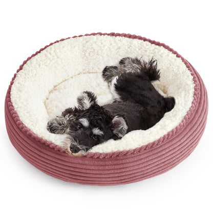 Round Donut Pet Bed with Washable Plush Cushion