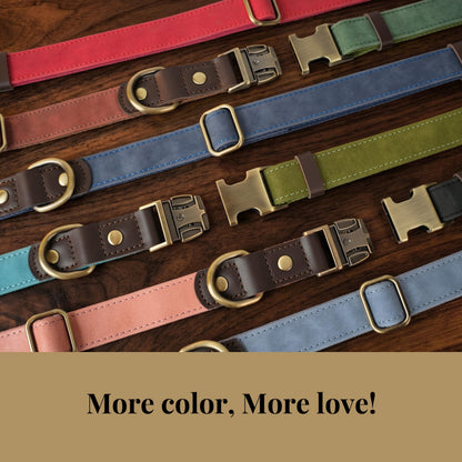 PU Leather Dog Collar with Soft Nylon Lining