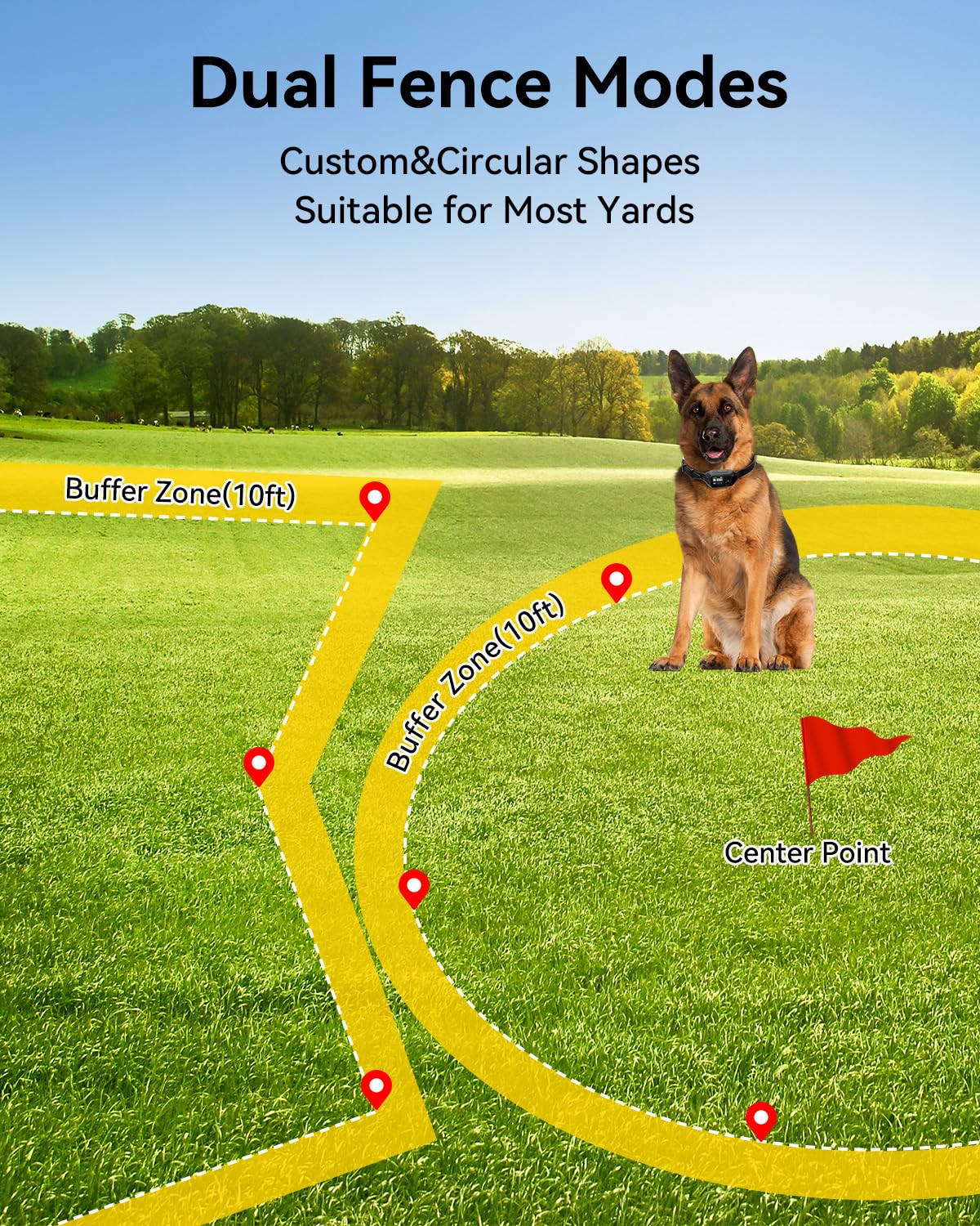 Wireless GPS Dog Fence Collar with Custom Boundary