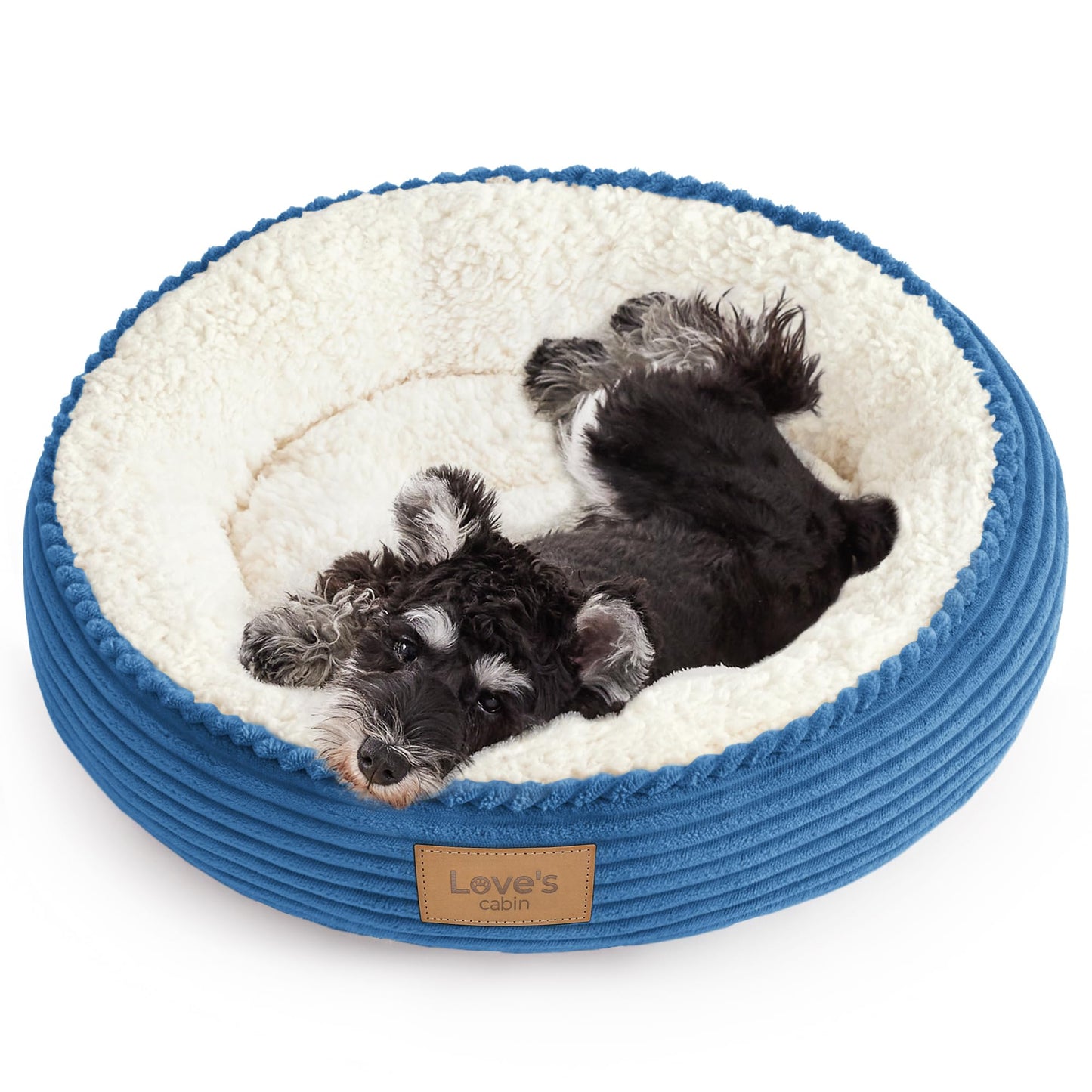 Round Donut Pet Bed with Washable Plush Cushion