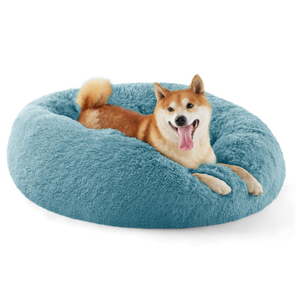 Calming Donut Dog Bed with Washable Faux Fur
