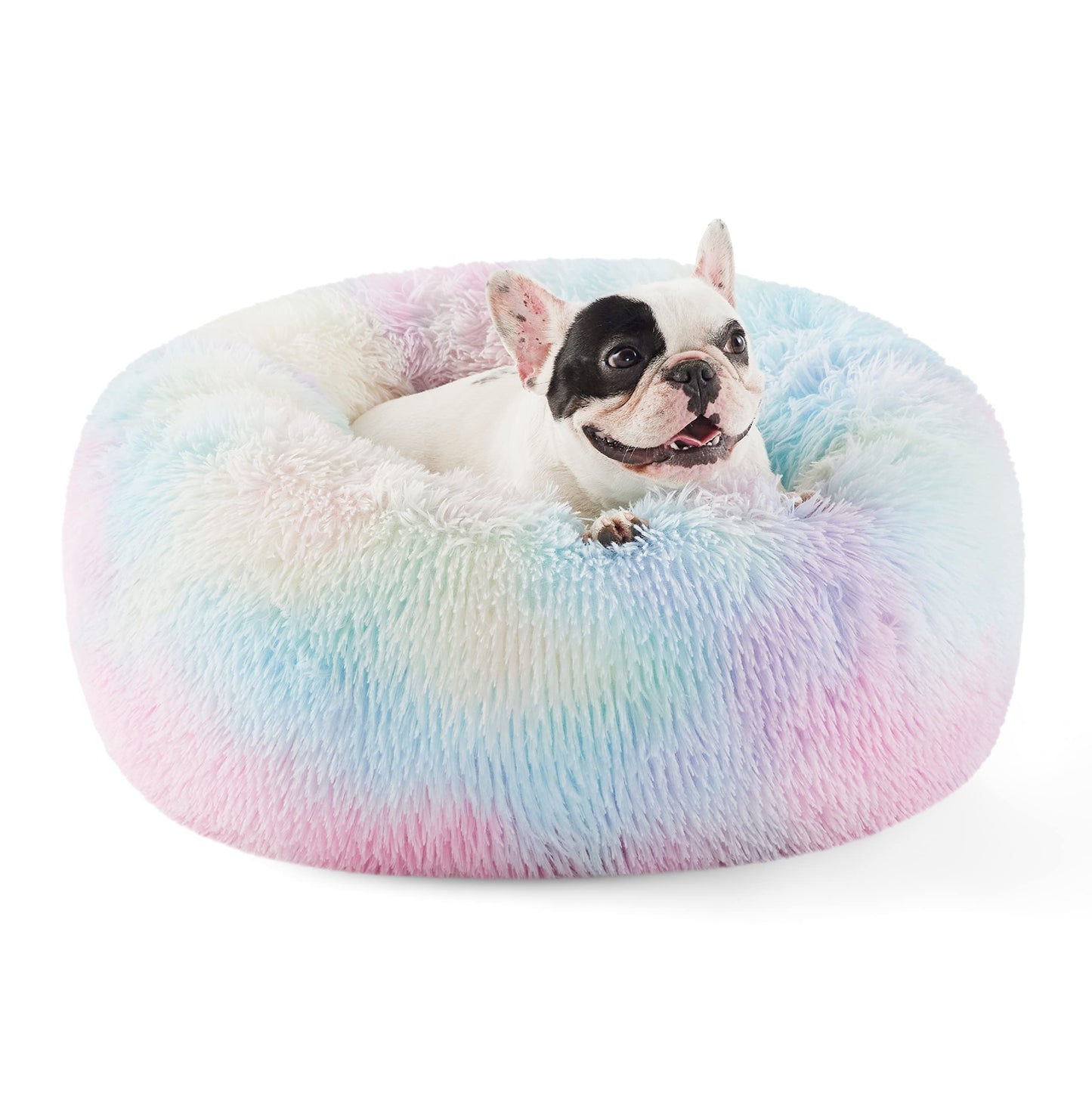 Calming Donut Dog Bed with Washable Faux Fur