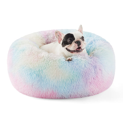 Calming Donut Dog Bed with Washable Faux Fur