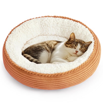 Round Donut Pet Bed with Washable Plush Cushion