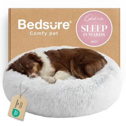 Calming Donut Dog Bed with Washable Faux Fur