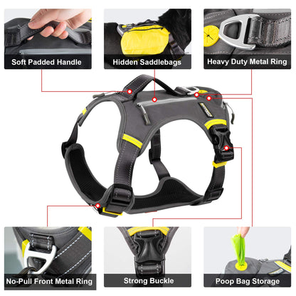 Dog Backpack Harness with Hidden Side Pockets
