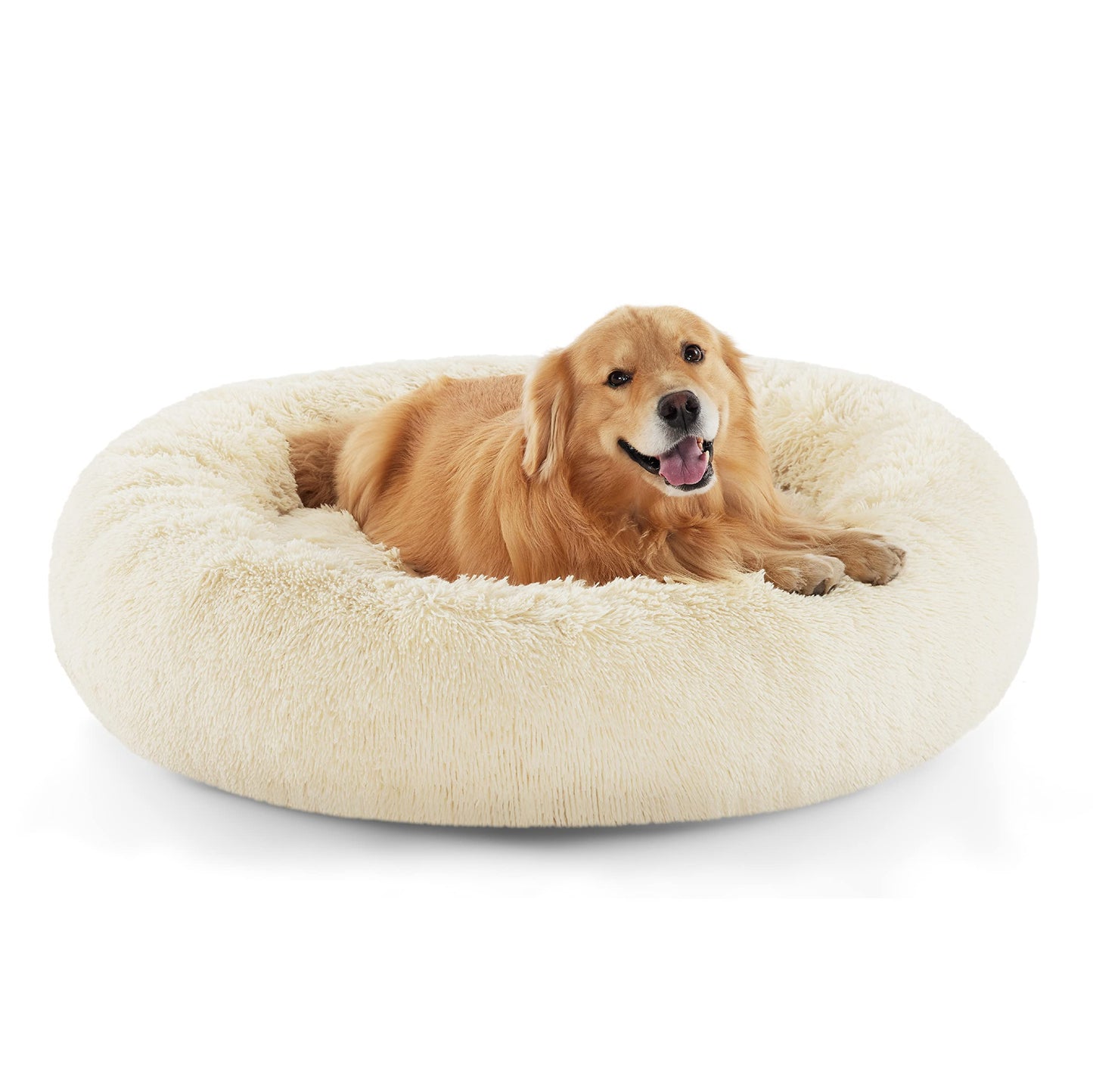 Calming Donut Dog Bed with Washable Faux Fur