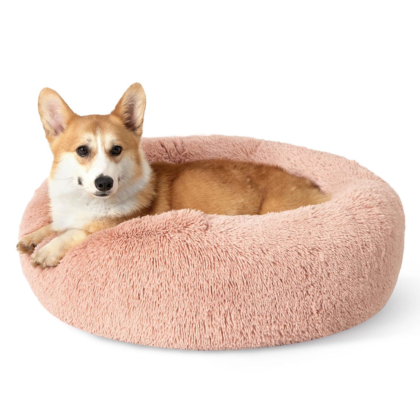 Calming Donut Dog Bed with Washable Faux Fur