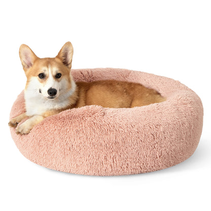 Calming Donut Dog Bed with Washable Faux Fur