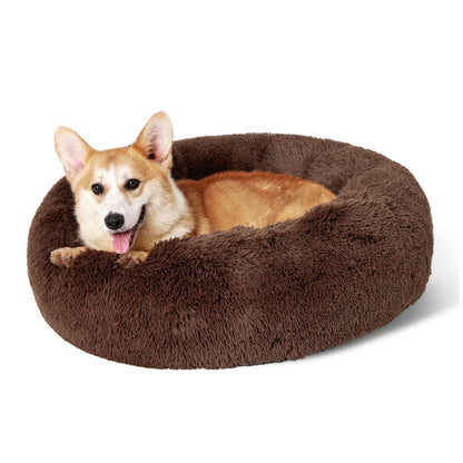 Calming Donut Dog Bed with Washable Faux Fur