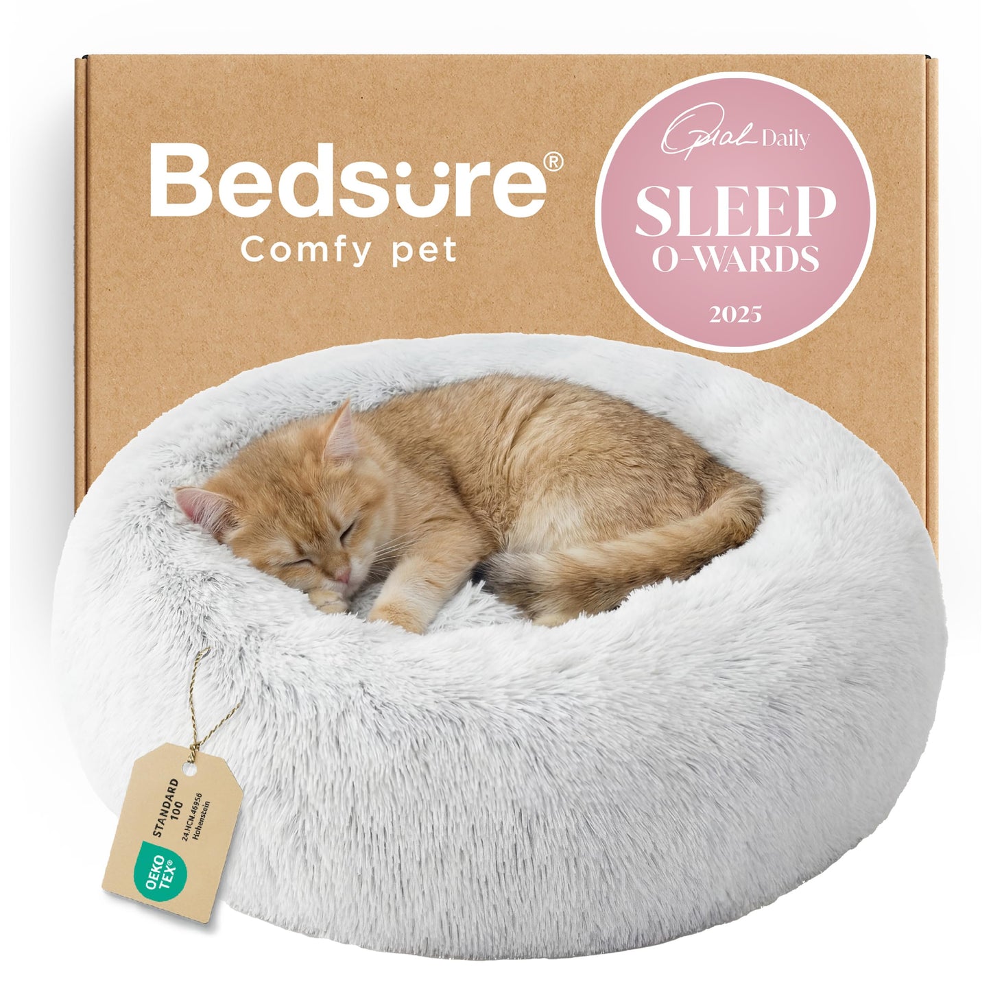 Calming Donut Dog Bed with Washable Faux Fur