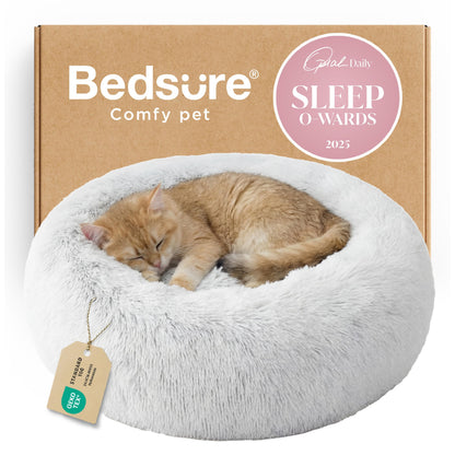 Calming Donut Dog Bed with Washable Faux Fur