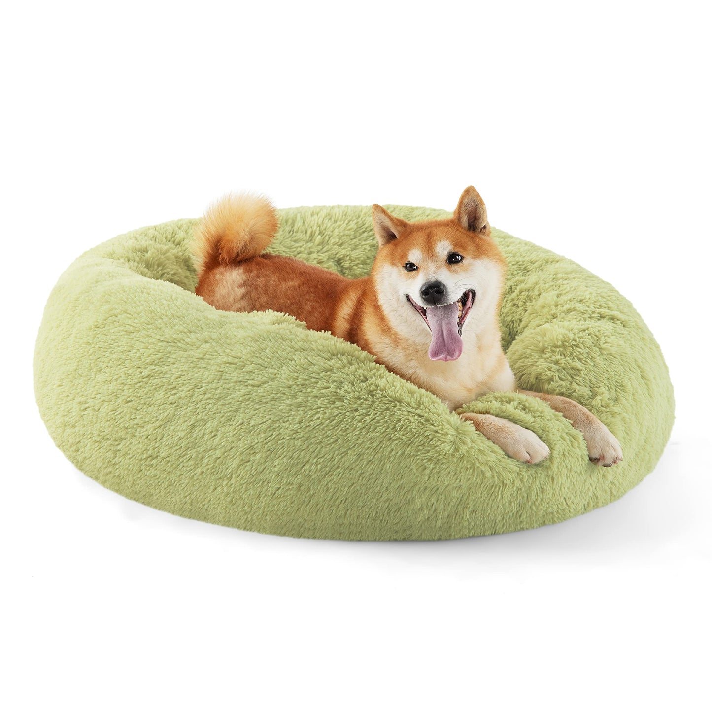 Calming Donut Dog Bed with Washable Faux Fur