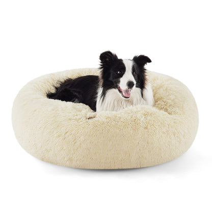 Calming Donut Dog Bed with Washable Faux Fur