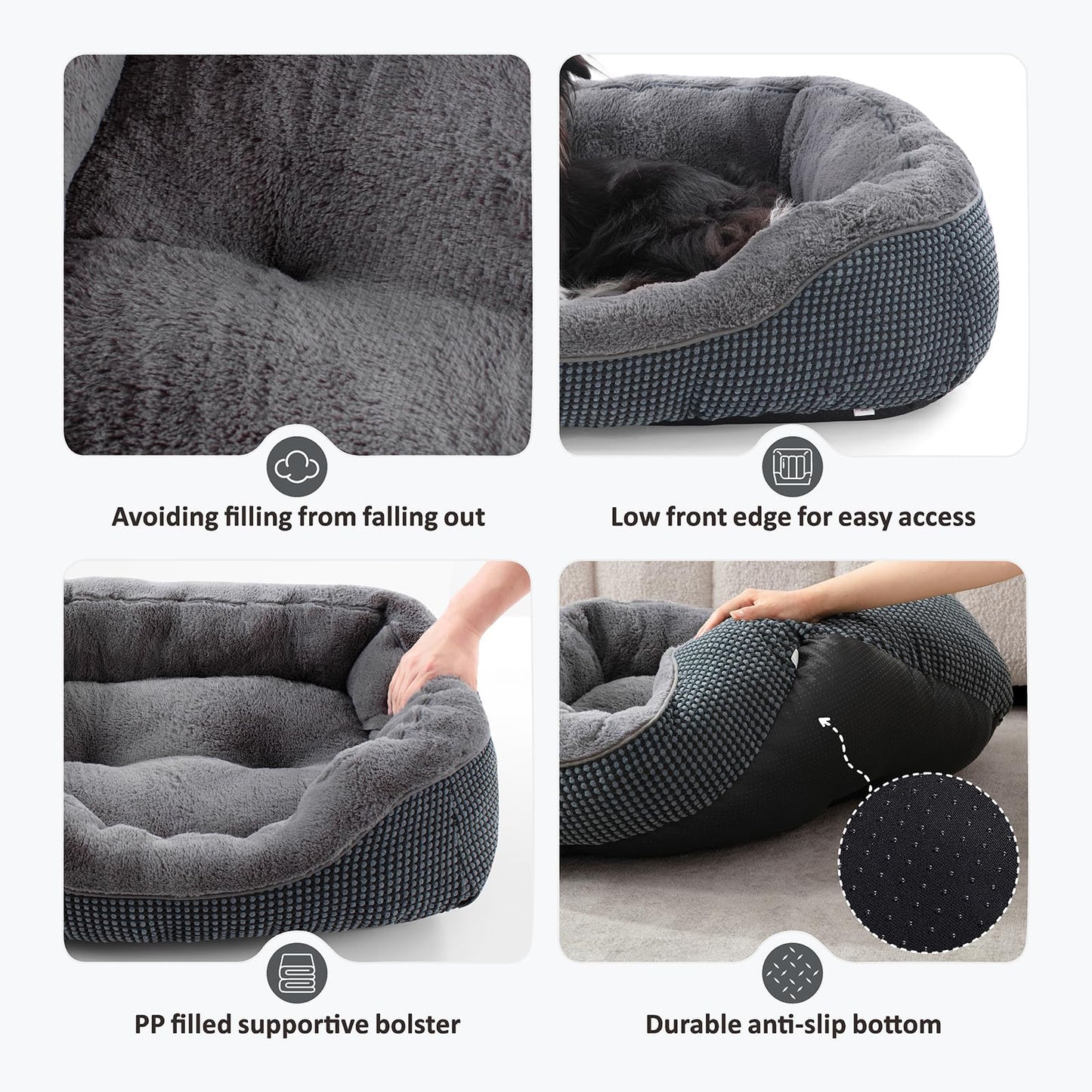 Orthopedic Calming Dog Bed with Anti-Slip Bottom