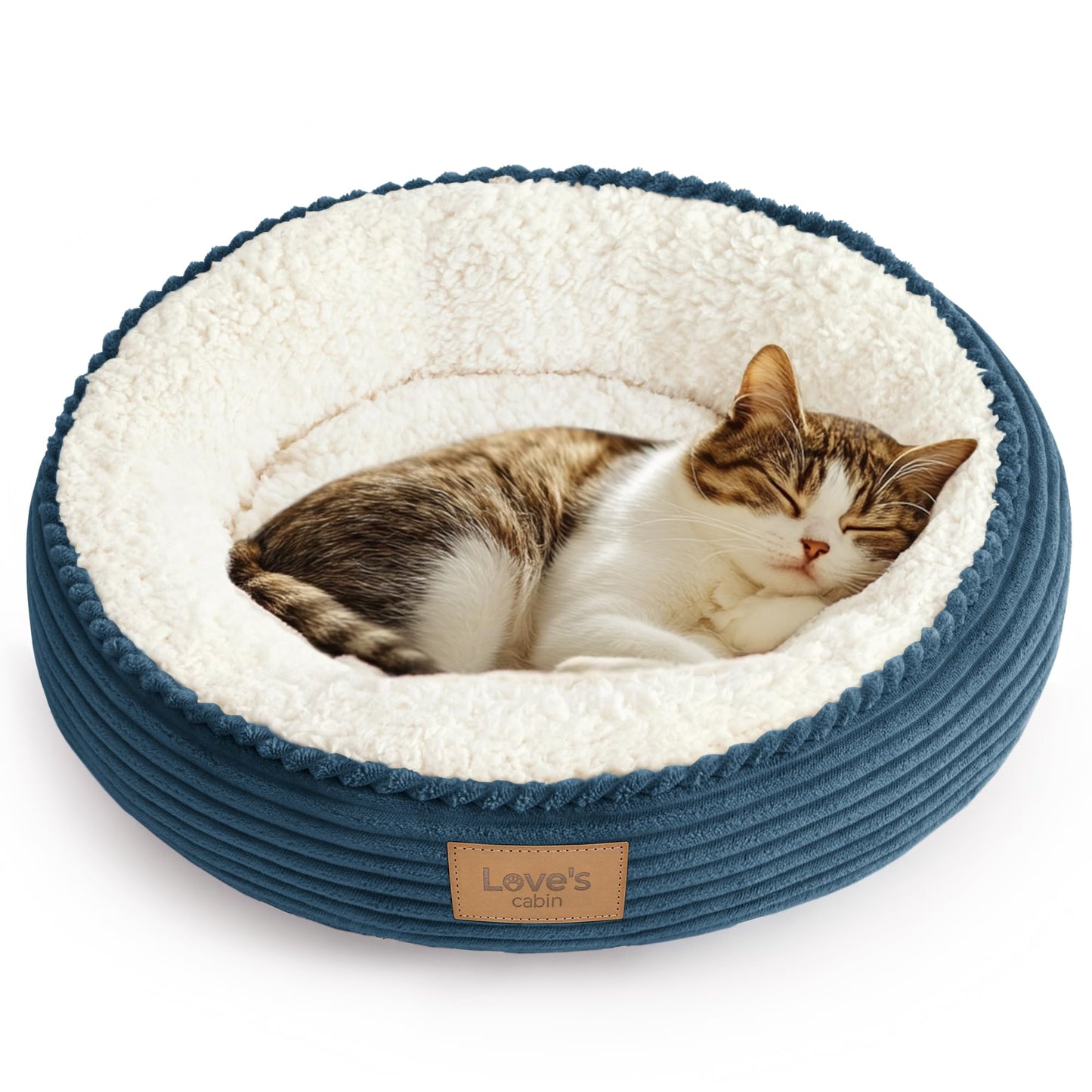 Round Donut Pet Bed with Washable Plush Cushion