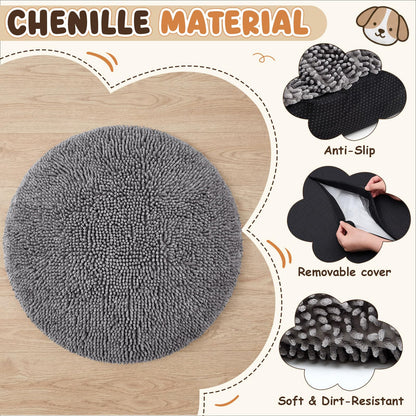 Soft Chenille Round Dog Bed for Large Dogs