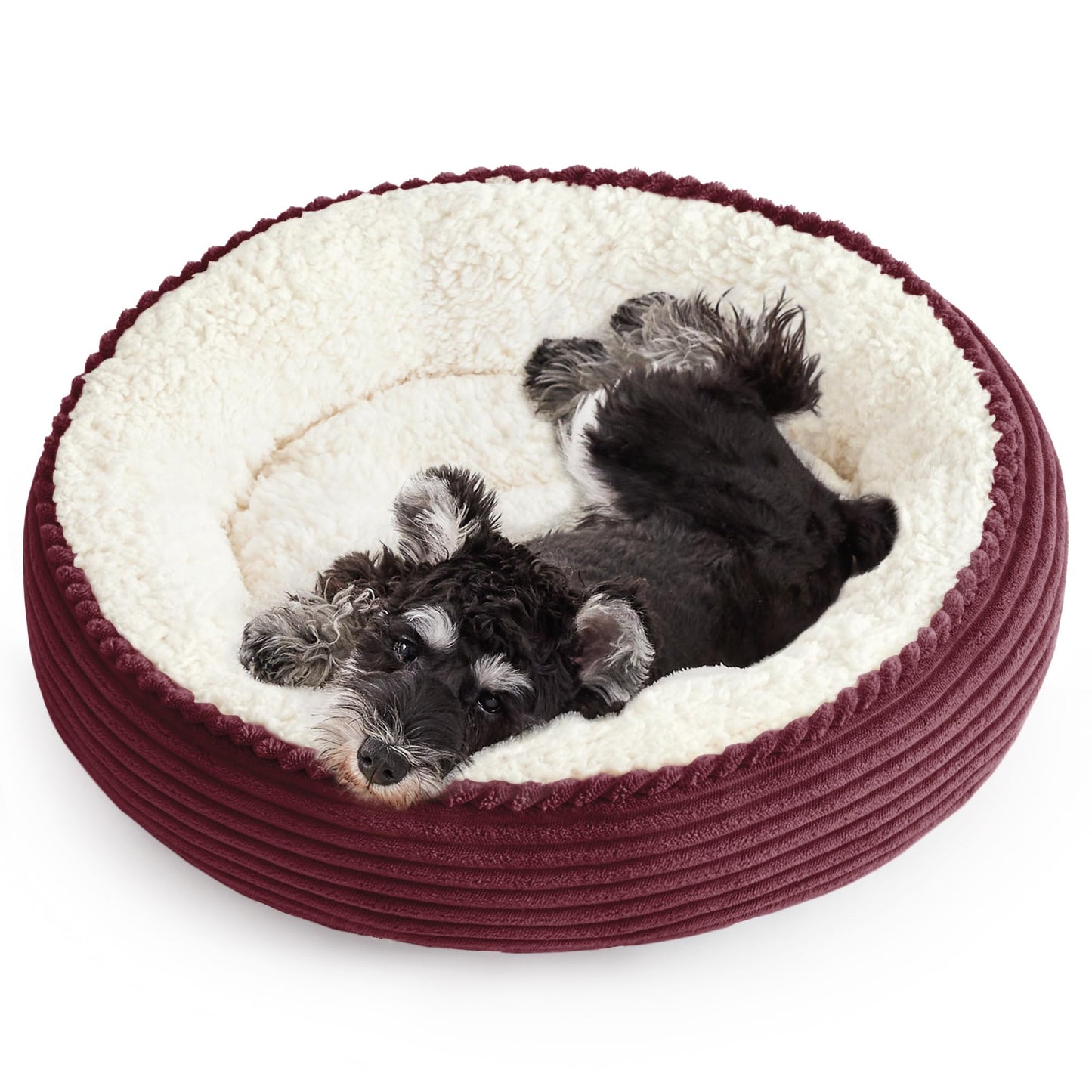 Round Donut Pet Bed with Washable Plush Cushion
