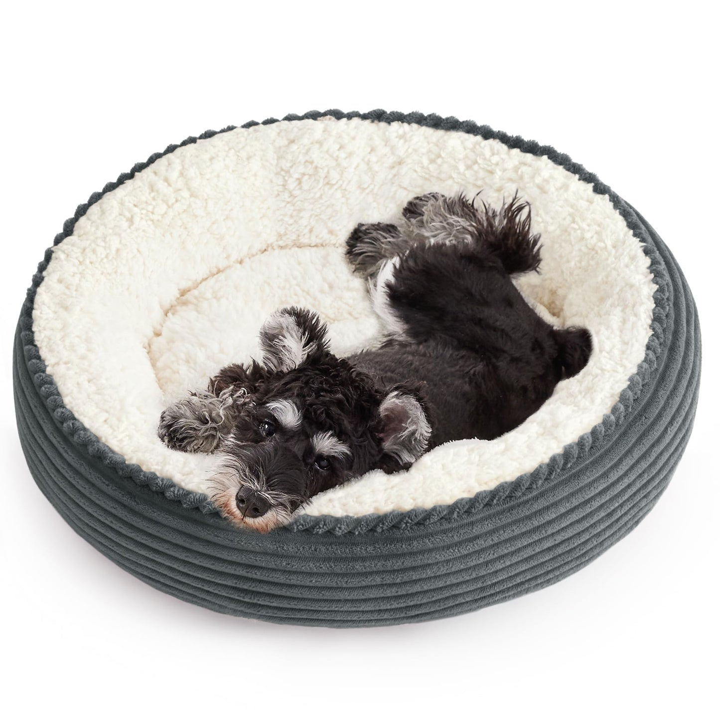 Round Donut Pet Bed with Washable Plush Cushion