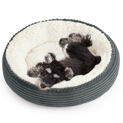 Round Donut Pet Bed with Washable Plush Cushion