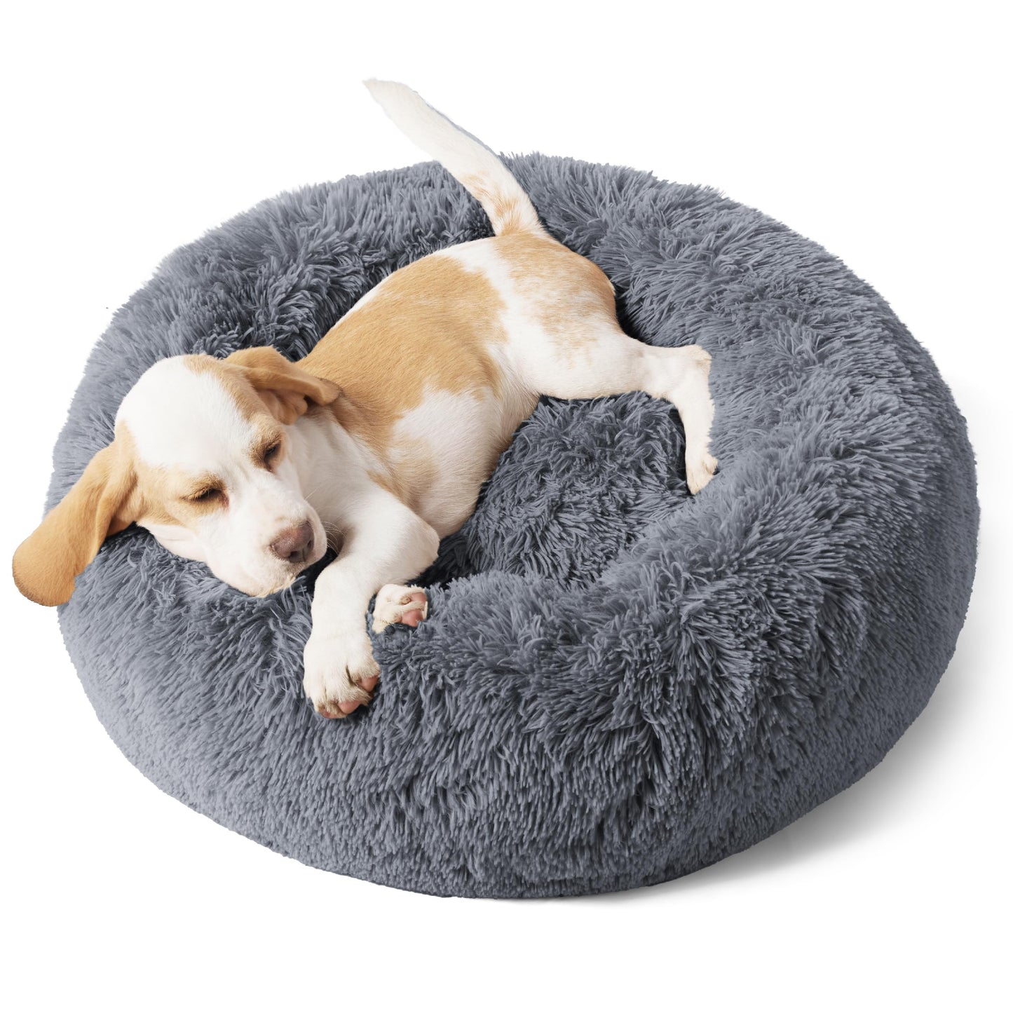 Calming Donut Dog Bed with Washable Faux Fur