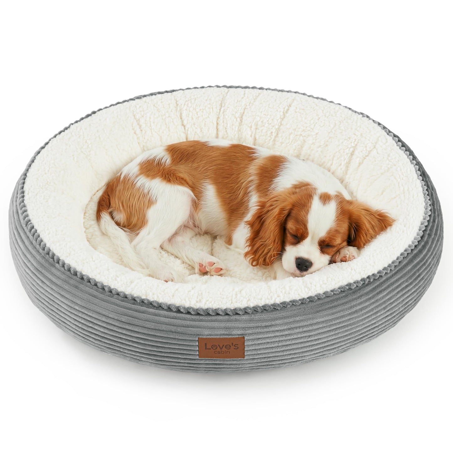 Round Donut Pet Bed with Washable Plush Cushion