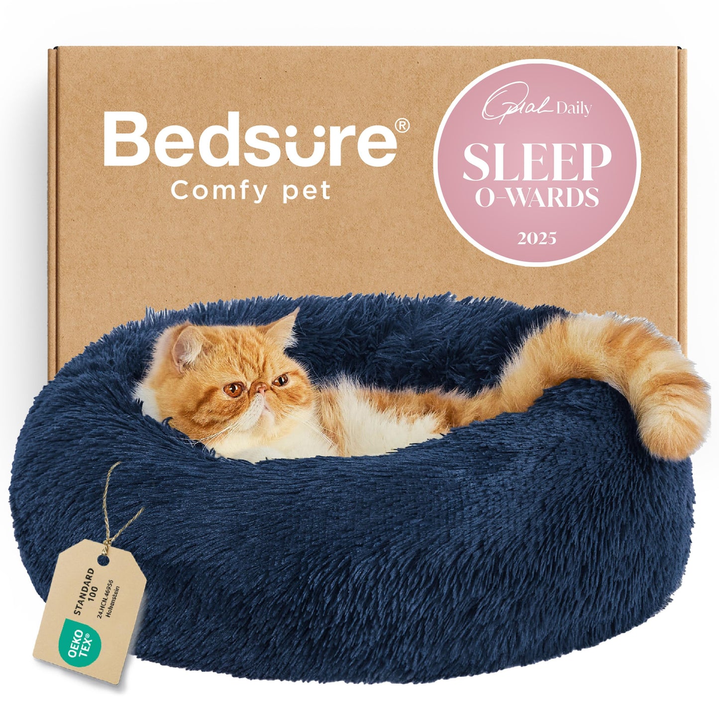 Calming Donut Dog Bed with Washable Faux Fur