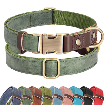 PU Leather Dog Collar with Soft Nylon Lining