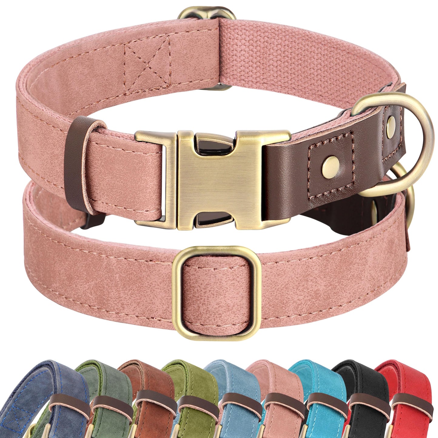PU Leather Dog Collar with Soft Nylon Lining