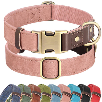 PU Leather Dog Collar with Soft Nylon Lining