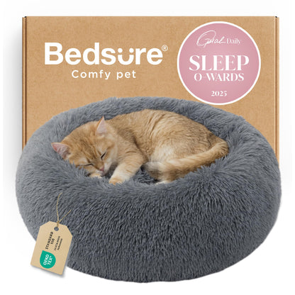 Calming Donut Dog Bed with Washable Faux Fur