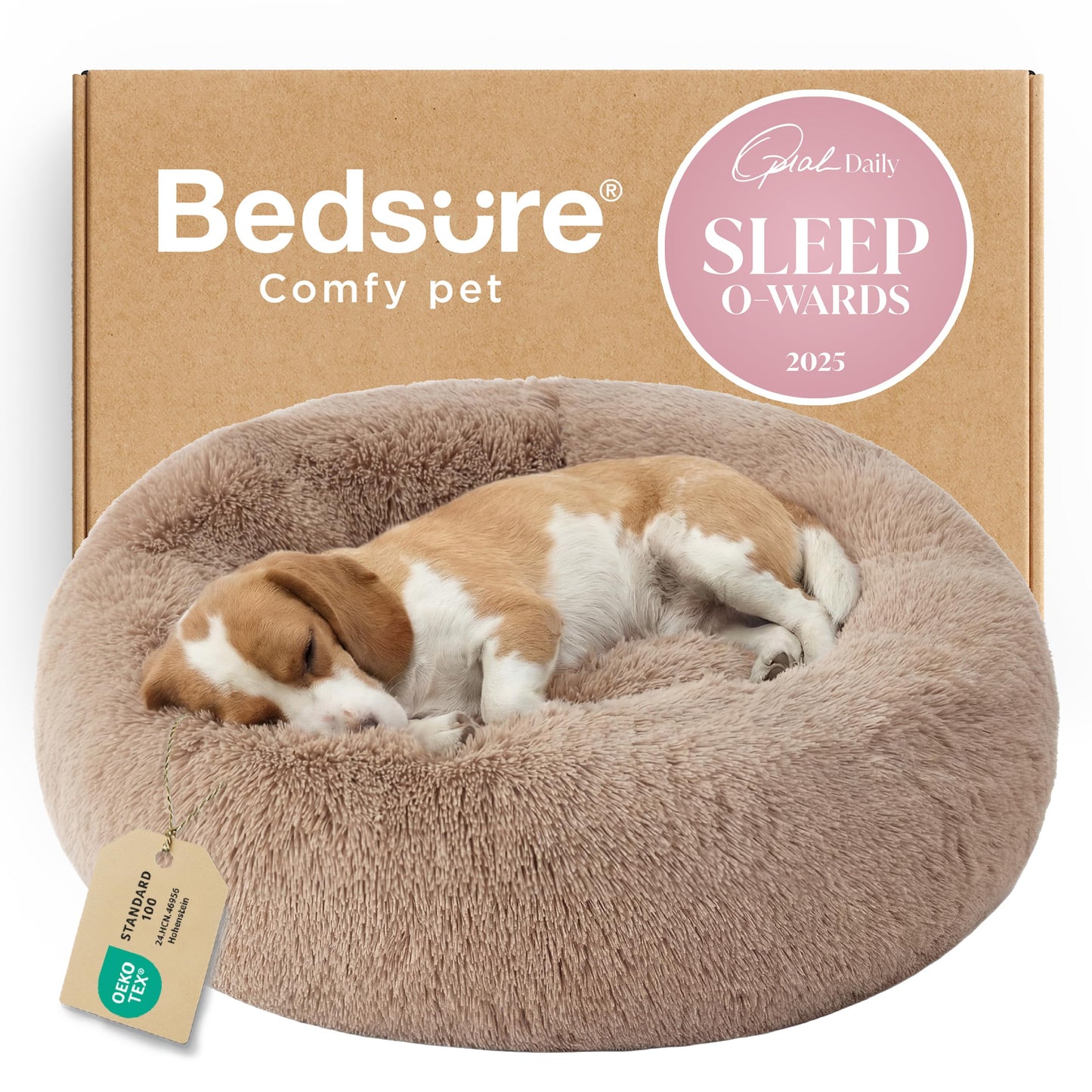 Calming Donut Dog Bed with Washable Faux Fur