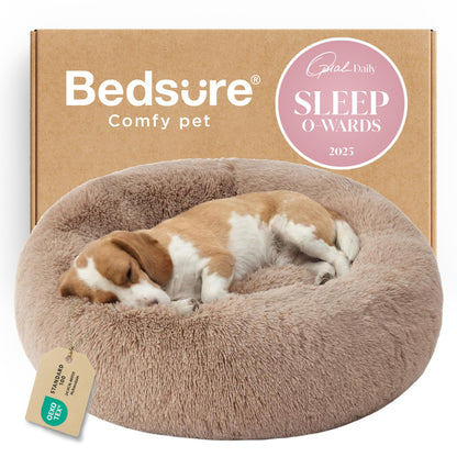Calming Donut Dog Bed with Washable Faux Fur