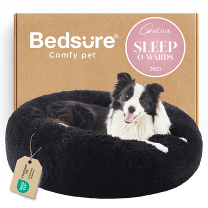 Calming Donut Dog Bed with Washable Faux Fur