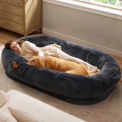 Calming Donut Dog Bed with Washable Faux Fur