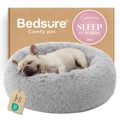 Calming Donut Dog Bed with Washable Faux Fur
