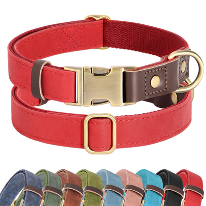 PU Leather Dog Collar with Soft Nylon Lining